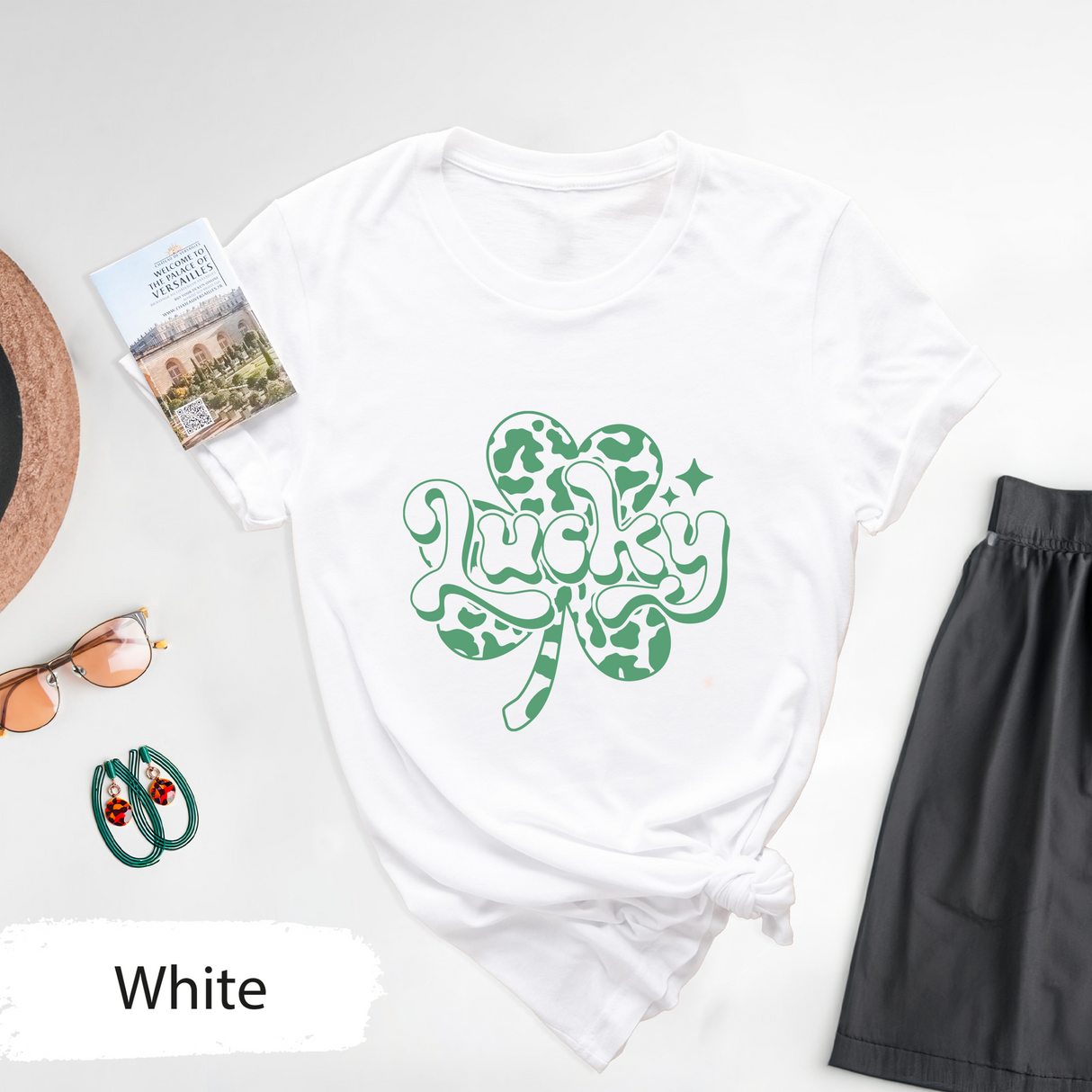 Lucky Shamrock St Patricks Day T-Shirt, Retro Irish Festival Tee, Four Leaf Clover T-Shirt, Trendy Irish Lucky Charm Tshirt, Green Day Gift