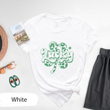 Lucky Shamrock St Patricks Day T-Shirt, Retro Irish Festival Tee, Four Leaf Clover T-Shirt, Trendy Irish Lucky Charm Tshirt, Green Day Gift