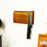 Live Edge Wooden Magnetic Knife Display Stand: Personalized Kitchen Block, Couples Anniversary