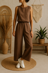 Womens Linen Wide Leg Pants, High Waist Trousers, Linen Pants Relaxed Fit, Elastic Waistband Linen Palazzo Pants, Minimalist Summer Clothing