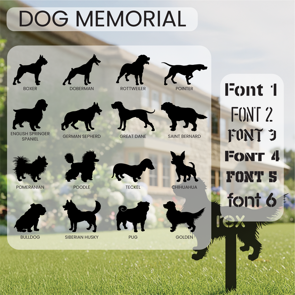 Personalized Dog Memorial Metal Outdoor Sign, Dog Loss Tribute Stake with Name