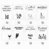Personalized Leather Cocktail Recipe Book: Refillable Bar Notebook with Mixology Design