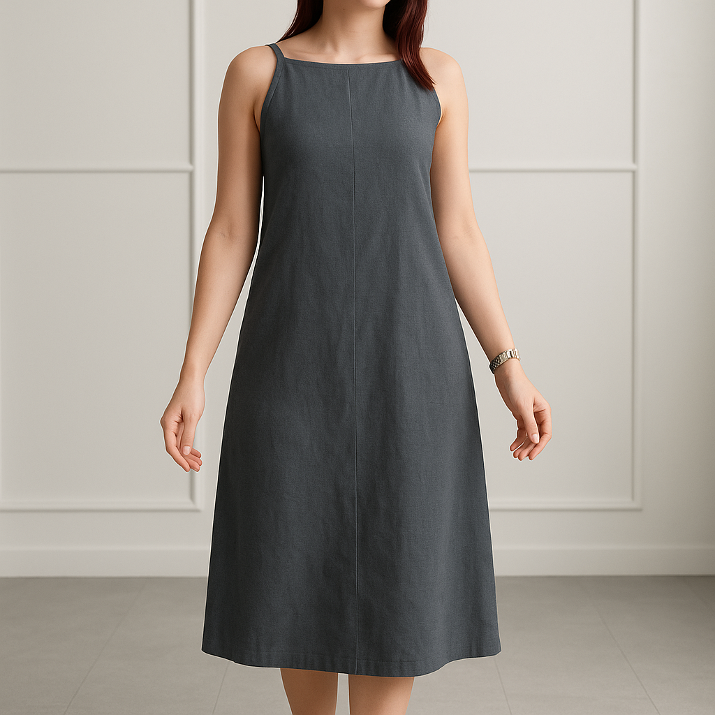 Black Linen Dress, Summer Dress, Linen Dress, Sleeveless Dress, Loose Linen Dress, Casual Dresses, Spaghetti Strap Dress,Backless Midi Dress