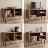 Vinyl Record Storage Cabinet with Turntable Shelf | Wooden LP Console