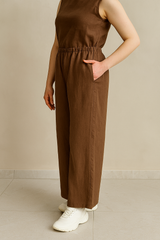 Wide Leg Linen Pants for Women, Elastic Waist Flowy Trousers, Summer Linen Pants with Pockets, Loose Linen Pants, Linen Clothing for Women