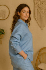 Women Relaxed Fit Linen Shirt, Long Sleeve Relaxed Fit Shirt, Button Down Shirt, Oversize Linen Shirt, Linen Clothing, Linen Tops for Women