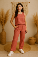 Straight Leg Linen Pants Women, Summer Loose Linen Pants, Casual Linen Trouser, Elastic Waist Summer Pants, Linen Casual Style, Gift for Her