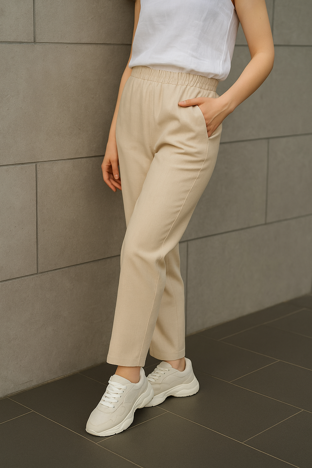 Straight Leg Linen Pants Women, Summer Loose Linen Pants, Casual Linen Trouser, Elastic Waist Summer Pants, Linen Casual Style, Gift for Her