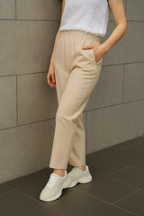 Straight Leg Linen Pants Women, Summer Loose Linen Pants, Casual Linen Trouser, Elastic Waist Summer Pants, Linen Casual Style, Gift for Her