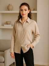 Women Relaxed Fit Linen Shirt, Long Sleeve Relaxed Fit Shirt, Button Down Shirt, Oversize Linen Shirt, Linen Clothing, Linen Tops for Women