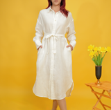 Linen Women Shirtdress, Long Sleeve Linen Shirt Dress for Women, Maternity Summer Dress, Button Down Dress with Pockets, Plus size Dress