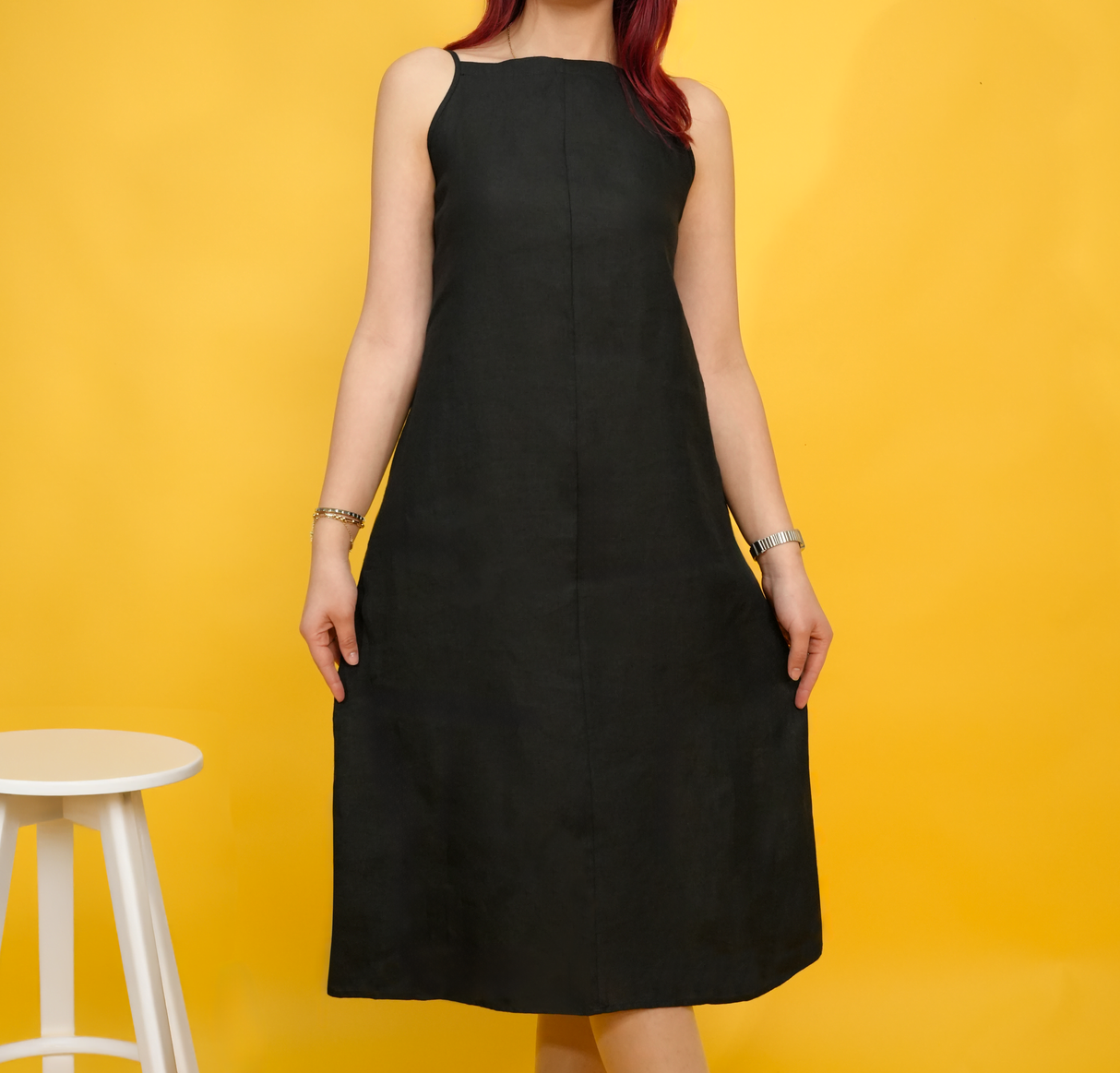 Linen Midi Dress for Women, Minimalist Sleeveles Black Dress, Linen Summer Clothing, Everyday Maxi Dress, A Line Loose Linen Dress, Clothing