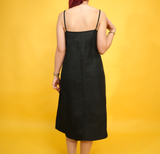 Linen A-Line Strap Dress, Black Linen Dress, Adjustable Strap Linen Dresses, Womens Casual Outfit, Gift for Her, Spaghetti Strap Beach Dress