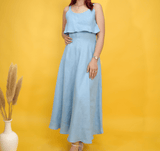 Linen Midi Dress, Sleeveless Summer Outfit for Women, Linen Casual Dress with Straps, Flowy Linen Shirt, Minimalist, Breathable Clothing