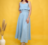 Linen Summer Dress, Boho Midi Outfit with Strap, Linen Dresses for Women, Lightweight Breathable Clothing, A-Line Linen Dress, Vacation Wear