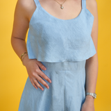 Linen Midi Dress, Sleeveless Summer Outfit for Women, Linen Casual Dress with Straps, Flowy Linen Shirt, Minimalist, Breathable Clothing