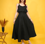 Linen Summer Dress, Boho Midi Outfit with Strap, Linen Dresses for Women, Lightweight Breathable Clothing, A-Line Linen Dress, Vacation Wear