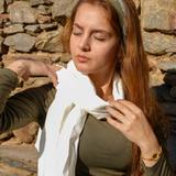 Unisex Organic Linen Shawl: Handmade Natural Scarf Gift for Men or Women