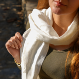 Unisex Organic Linen Shawl: Handmade Natural Scarf Gift for Men or Women
