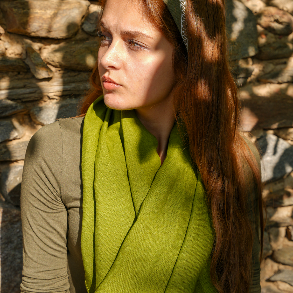 Unisex Organic Linen Shawl: Handmade Natural Scarf Gift for Men or Women