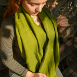 Unisex Organic Linen Shawl: Handmade Natural Scarf Gift for Men or Women