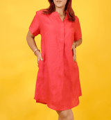 Short Sleeve Linen Mini Dress: Relaxed Fit Minimalist Everyday Clothing