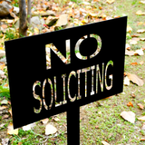 No Soliciting Garden Stake Sign: Custom Metal Yard Sign for Outdoor Decoration