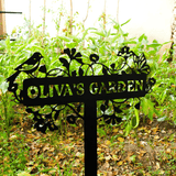 Custom Floral Garden Name Metal Sign for Mom: Modern Outdoor Yard Stake