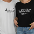 a couple wearing T-shirts with mom and dad on them