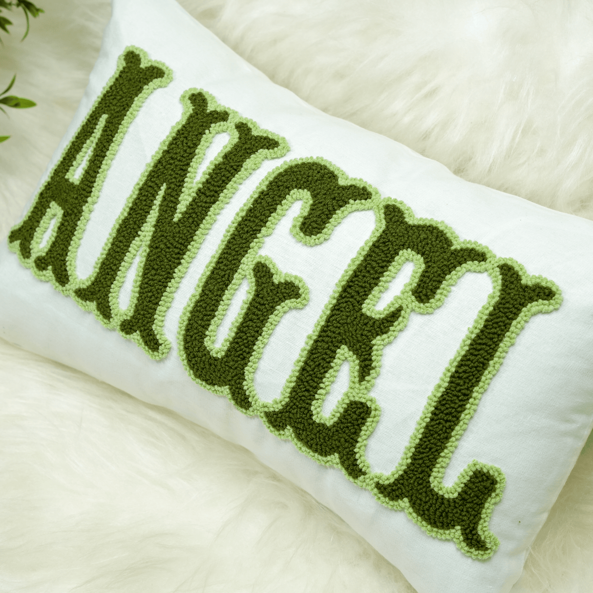 Embroidered Name Custom Pillow Cover: Punch Needle Baby Room Soft Decor