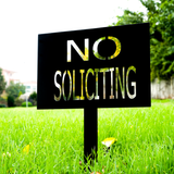 No Soliciting Metal Wall Sign: Custom Modern House Sign Plaque for Outdoor