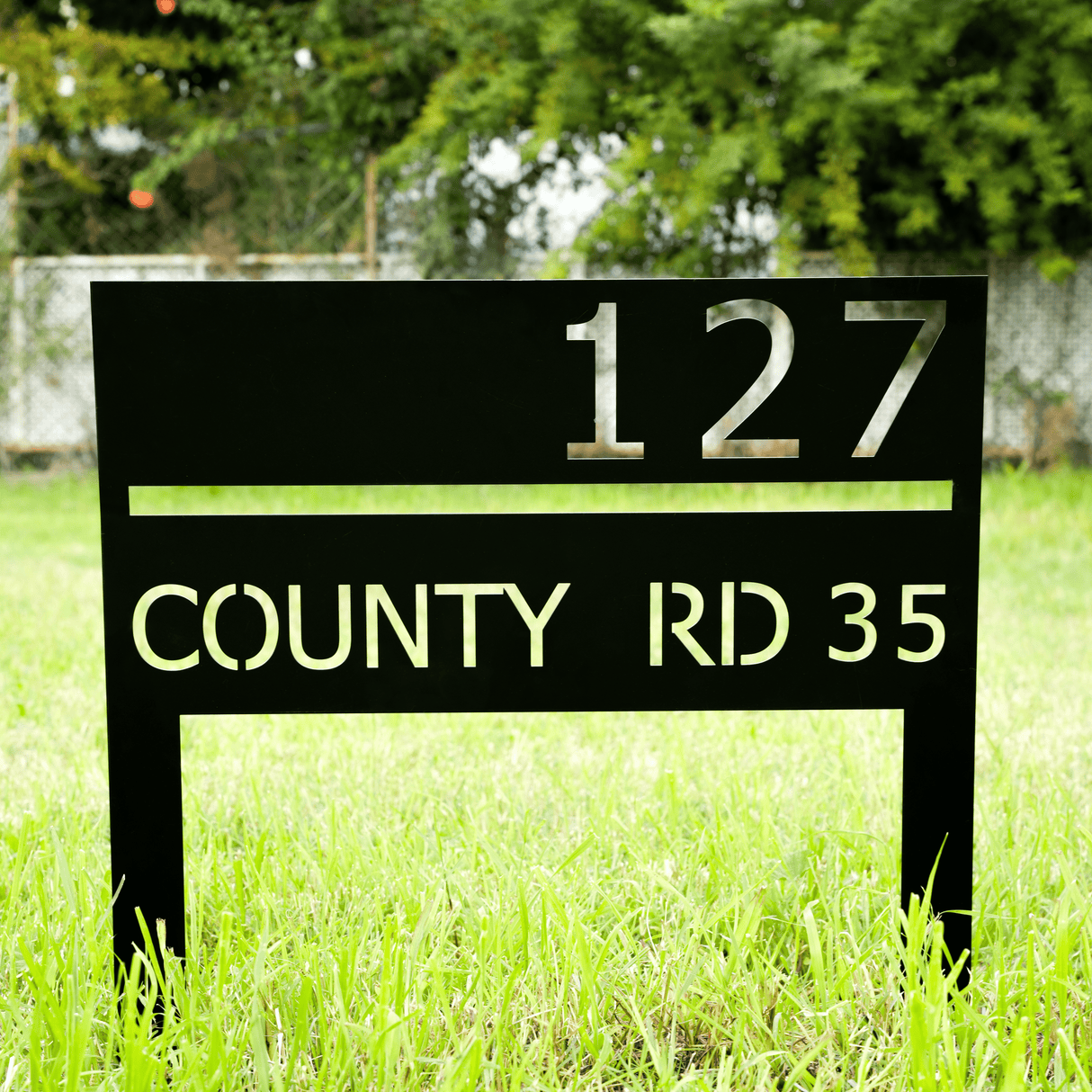 Modern Metal Vertical House Number Stake: Laser Cut Custom Address Porch Sign