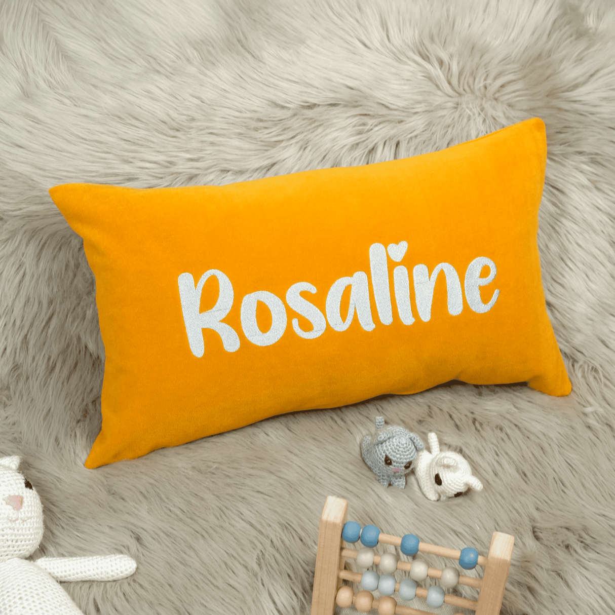 Embroidered Monogram Name Fleece Pillow: Personalized Design for Nursery Decoration