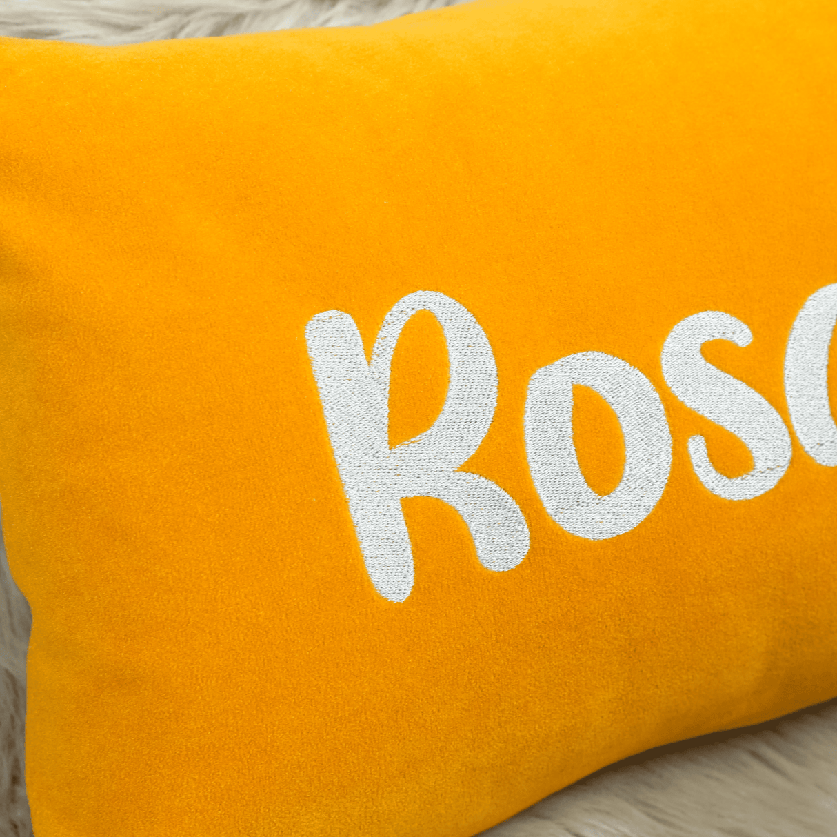 Custom Embroidery Name Cushion in Fleece Fabric: Personalized Decorative Pillow for Nursery