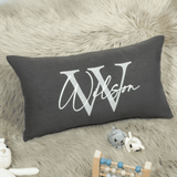 Embroidered Monogram Name Fleece Pillow: Personalized Design for Nursery Decoration