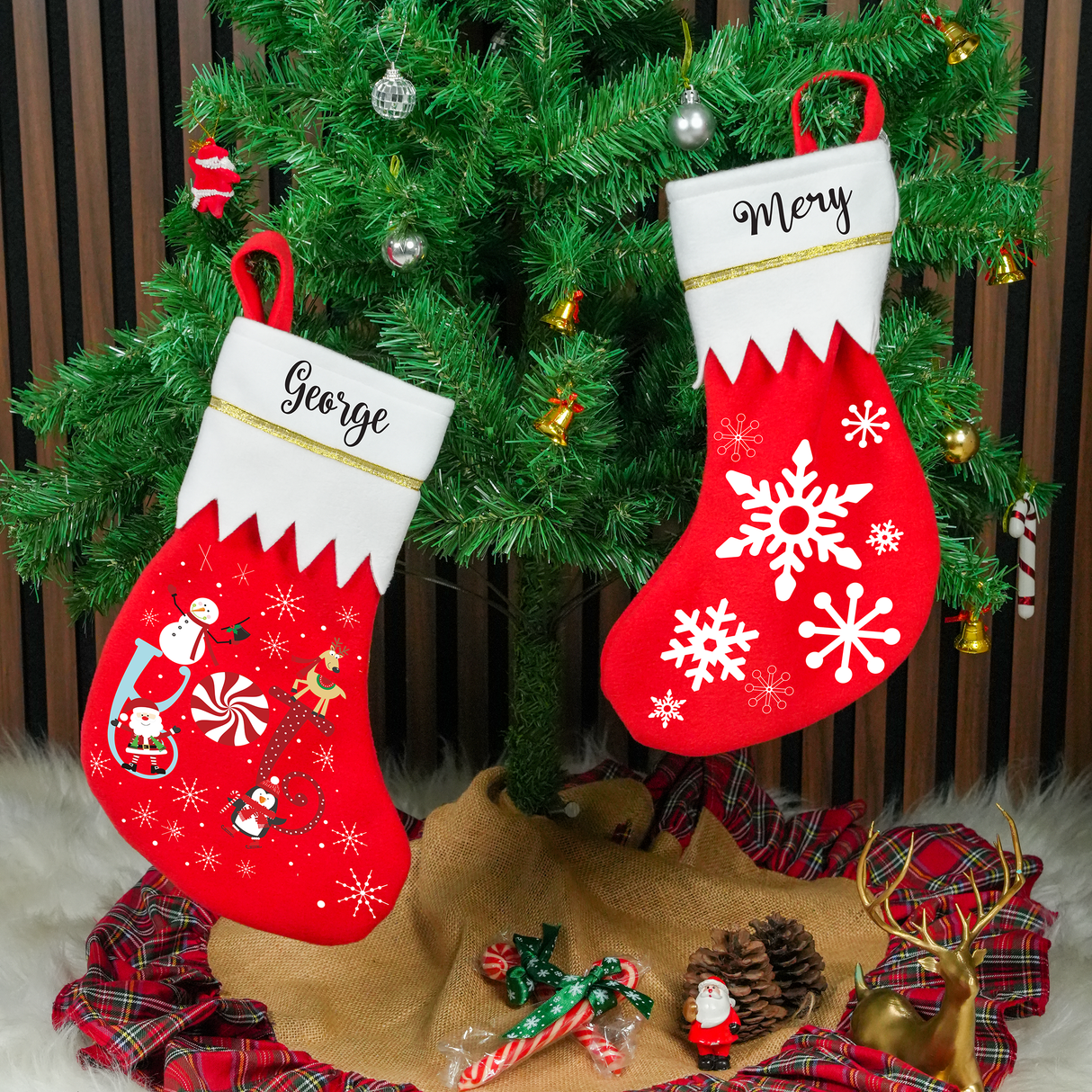 Personalized Minimalist Xmas Stocking: Custom Christmas Ornament, Tree Decor