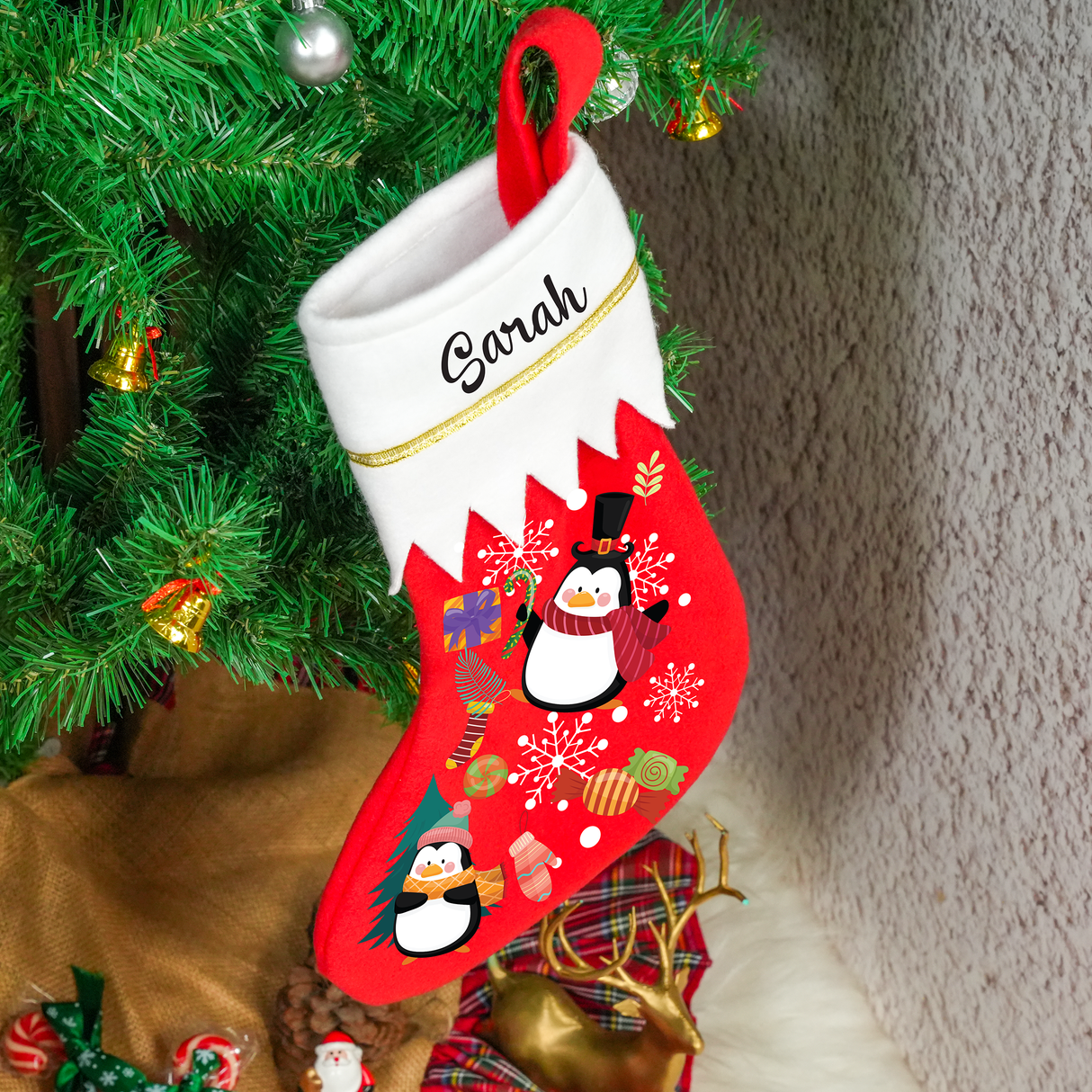 Handmade Mantel Christmas Stocking: Personalized Xmas  Accent for Cozy Fireplace Decor