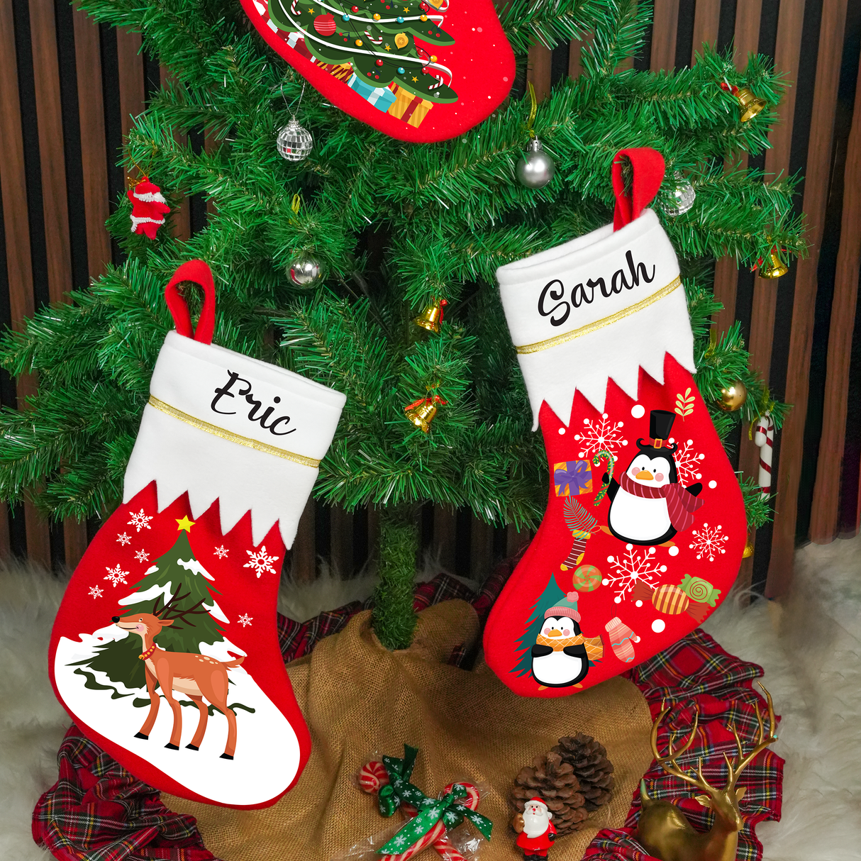 Handmade Mantel Christmas Stocking: Personalized Xmas  Accent for Cozy Fireplace Decor