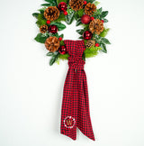 Personalized Christmas Wreath Sash for Newlywed Home: Handmade Embroidered for Holiday Decor