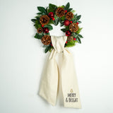 Personalized Christmas Wreath Sash for Newlywed Home: Handmade Embroidered for Holiday Decor
