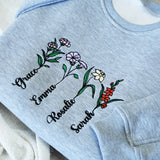 Birth Flowers Name Hoodie, Mother's Day Gifts, Grandkids Names Sweatshirt, Grandma's Garden Gifts, Grandma Gifts, Personalized Mom Gifts