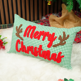 Personalized Baby Name Punch Needle Pillow with Ruffle Trim: First Christmas Gift