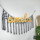 Custom Nursery Name Wooden Sign, Personalized Baby Room Decor, Macrame Wall Decor, Playroom Decor, Kid Room Decor, Wood Sign, Gift for Baby