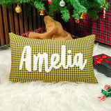 Custom Punch Needle Baby Name Pillow: Kids Bedroom Decor, Cotton Linen Feel