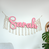 Personalized Baby Name Macrame Toy Storage, Stuffed Animal Net, Toy Organization, Baby Room Wall Decor, Squishmallow Storage, Kids Gift