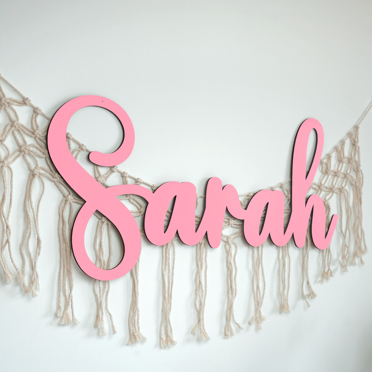 Custom Nursery Name Wooden Sign, Personalized Baby Room Decor, Macrame Wall Decor, Playroom Decor, Kid Room Decor, Wood Sign, Gift for Baby