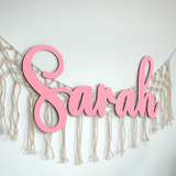 Custom Nursery Name Wooden Sign, Personalized Baby Room Decor, Macrame Wall Decor, Playroom Decor, Kid Room Decor, Wood Sign, Gift for Baby