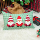 Christmas Candy Cane Throw Pillow:Green Gingham Holiday Cushion, Seasonal Home Decor