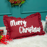Custom Punch Needle Christmas Name Pillow: Festive Cushion with Embroidered Holiday Hat