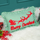 Custom Punch Needle Christmas Name Pillow: Festive Cushion with Embroidered Holiday Hat